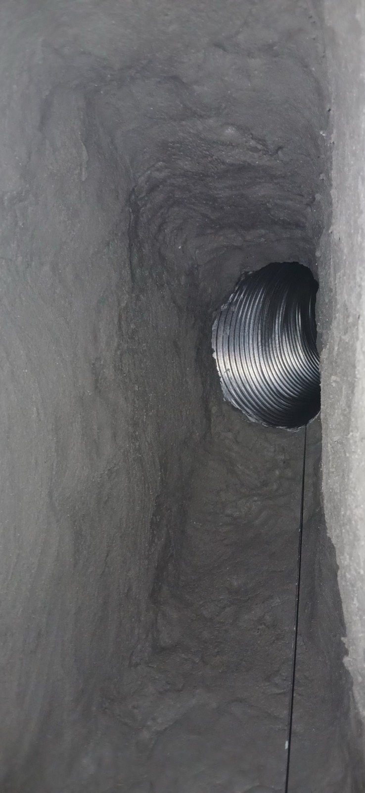 Interior of a parged smoke chamber